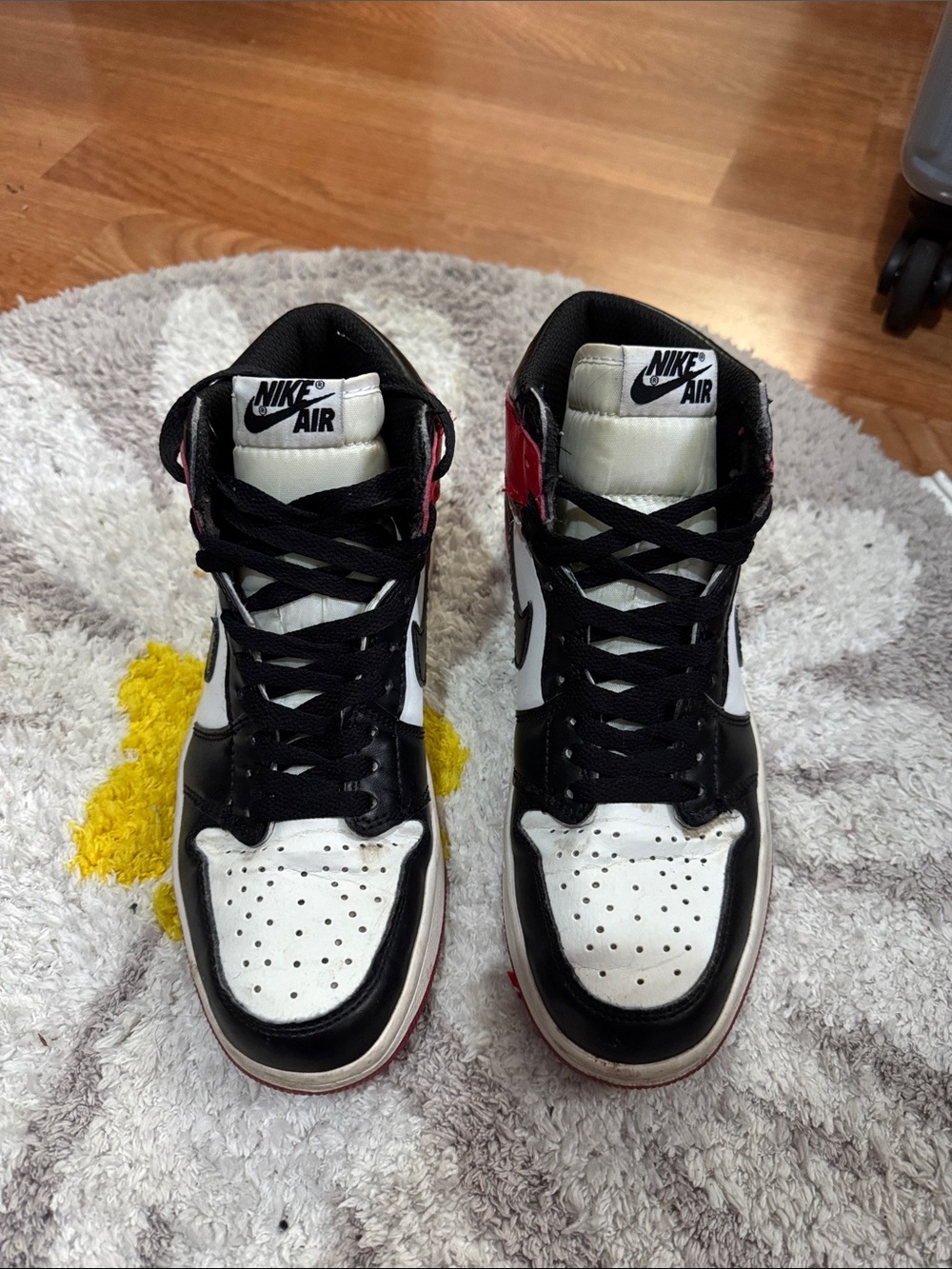 Women’s Jordan’s High-Top Sneakers in White/Black/Red